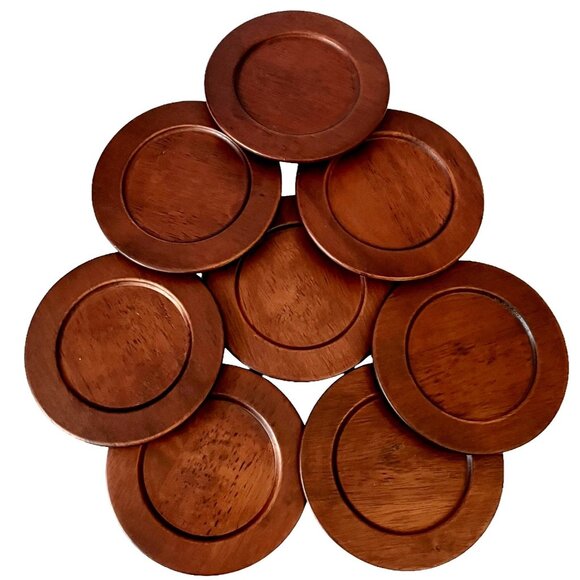 SET of 8 - Pier 1 One Medium/ Dark Wood Grain Coasters - Picture 7 of 12